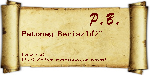 Patonay Beriszló névjegykártya